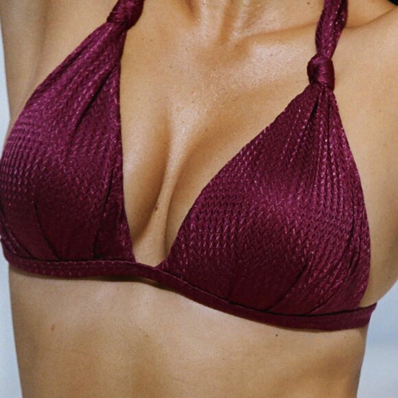 Berlook Burgundy Jacquard Knot Bikini Top ONLY 70 - Picture 1 of 9